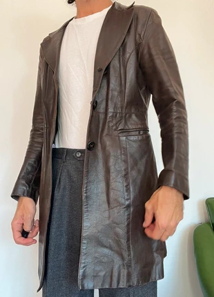 Veste milongue 3/4 trench en cuir marron vintage - M, marca: Vintage Dressing, estado: Bom, tamanho: M / 38 / 10, €35.00, €37.45 inclui Proteção do Comprador