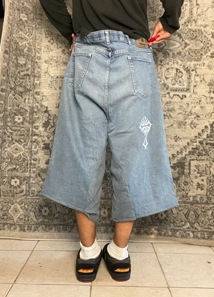 Jort baggy large brodé blanc croix gothique handmade streetwear hip-hop y2k skater taille 40US, merk: JNCO, staat: Heel goed, maat: W40 | FR 50, € 40,00, € 42,70 inclusief Kopersbescherming Pro