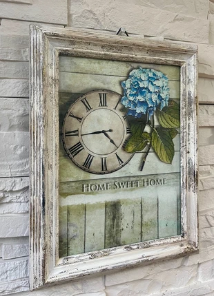 Cuadro de madera decapada y decoupage con vidrio (23cm x 29cm), estado: Muy bueno, 12,00 €, 13,30 € Protección al comprador incluida