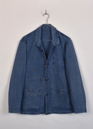 Vintage french blue twill work jacket made in France circa 1950 (2054), marque: French workwear 1940, état: Très bon état, taille: S, 160,00 €, 168,70 € Protection acheteurs (Pro) incluse