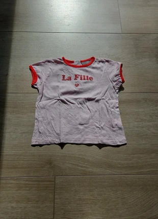 Roze T-shirt "La Fille" met hartje, marque: JBC, état: Bon état, taille: 12-18 mois / 80 cm, 1,00 €, 1,75 € Protection acheteurs incluse