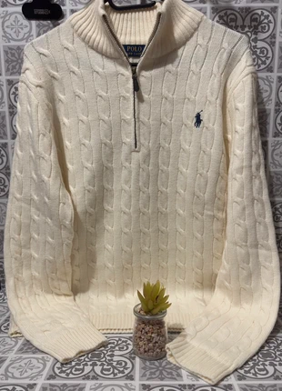 Pull Ralph Lauren Blanc / Half Zip Cotton, brand: Ralph Lauren, condition: Very good, size: M, €64.00, €67.90 includes Buyer Protection