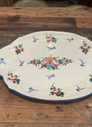 Très grand plat ancien au décor fleuri - Signé - Made in France, brand: made in France, condition: Very good, €24.90, €26.85 includes Buyer Protection