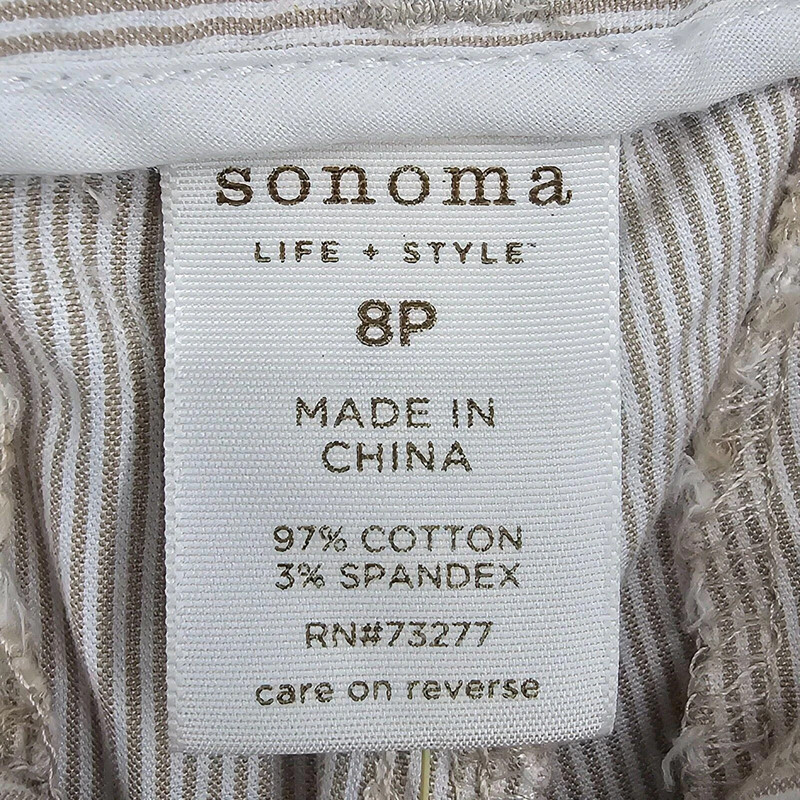 Sonoma Life Style Women'S Capri Pants 8p Tan White Stripe Original Fit Stretch 4