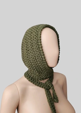Bonnet-capuche crocheté 🫒 laine pure kaki 🫒 oversize, brand: handmade crochet, condizioni: Nuovo senza cartellino, taglia: Taglia unica, €25.00, €26.95 include la Protezione acquisti