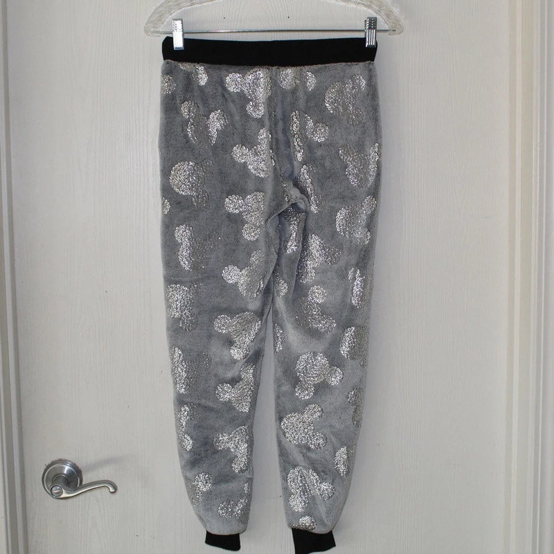 Disney Mickey Mouse Womans Grey Plush with Sparkly Micky Pajama Pants -  Size XS