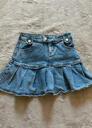Dark Acid Wash Denim Wild Fable High-Waisted Pleated Mini Skirt, brand: Wild Fable, condition: Very good, size: 00 / XXXS, $10.00, $11.20 includes Buyer Protection