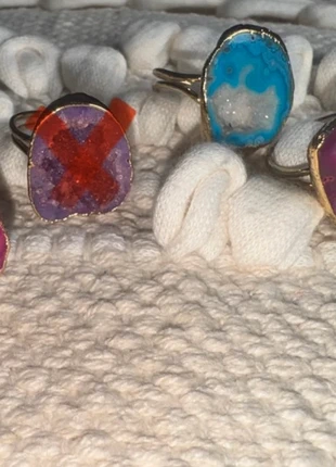 Achat - Ringe - Pink/blau/lila, staat: Nieuw zonder prijskaartje, maat: Aanpasbaar, € 6,00, € 7,00 inclusief Kopersbescherming