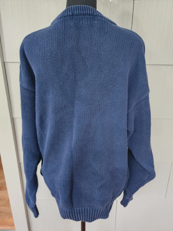 Vintage Eddie Bauer Argyle Sweater Crew Neck  Blue 100% Cotton Mens L Pullover 3