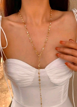 Collier long doré perles & cœurs pour femme tendance, marque: CHROME, état: Neuf sans étiquette, 11,50 €, 12,78 € Protection acheteurs incluse