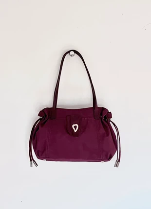 Lancaster – Sac à main « Basic et Cœur » en toile bordeaux/violet porté épaule 👜, marque: Lancaster, état: Très bon état, 33,00 €, 35,35 € Protection acheteurs incluse