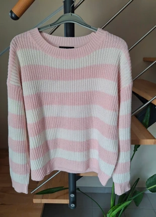 Pull rayée rose et blanc 38 M, merk: Shein, staat: Heel goed, maat: M / 38 / 10, € 5,00, € 5,95 inclusief Kopersbescherming