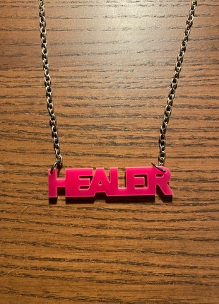 Pink acrylic healer word necklace, brand: Acrylic, condition: New without tags, £4.00, £4.90 includes Buyer Protection