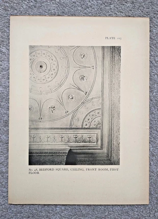 Ceiling detail at 48 bedford square,  london - antique print - 1914, brand: NO LABEL, condition: Good, £8.99, £10.14 includes Buyer Protection Pro