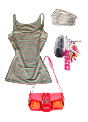 Canotta Y2K grigia a righe, marca: Pimkie, estado: Muito bom, tamanho: S / 36 / 8, €3.00, €3.85 inclui Proteção do Comprador