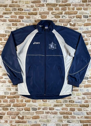 Veste zippée coupe-vent vintage manches raglan bleue marine et blanche logo brodé Asics- XL, marke: Asics, zustand: Sehr gut, größe: XL, 25,00 €, 26,95 € beinhaltet Vinted-Käuferschutz Pro
