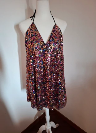 Stradivarius vestito corto paillettes multicolor – taglia S, marque: Stradivarius, état: Neuf sans étiquette, taille: S / 36 / 8, 15,00 €, 16,45 € Protection acheteurs incluse