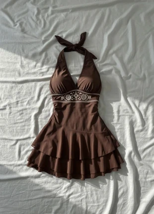 Robe Courte Marron Volants Dos-Nu Bohème Vintage Chic - Taille M, marque: nova club, état: Très bon état, taille: M / 38 / 10, 39,99 €, 42,69 € Protection acheteurs incluse