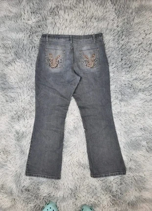Jeans évasé gris brodé y2k vintage flare pant pattes d'éléphants, marque: Vintage Dressing, état: Bon état, taille: XL / 42 / 14, 14,00 €, 15,40 € Protection acheteurs (Pro) incluse