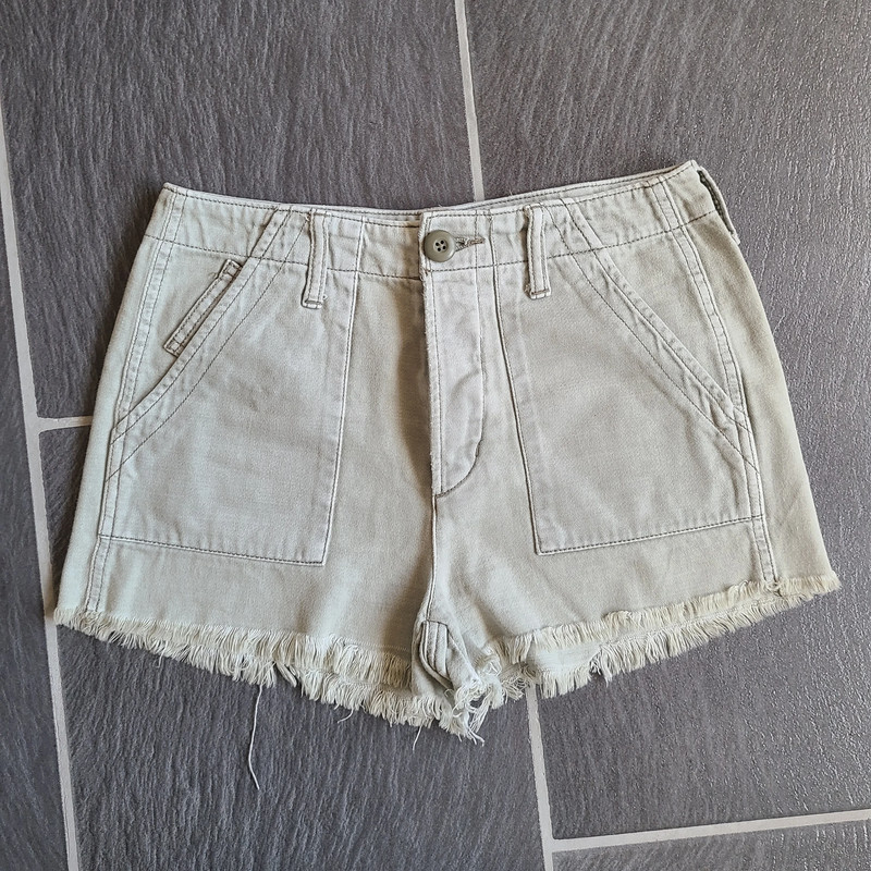 American Eagle Outfitters AEO Sage Green Frayed Hem Button Fly Shorts Size 2/XS 1
