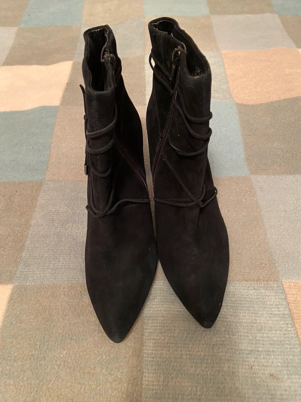 M S ladies black suede high heeled ankle boots