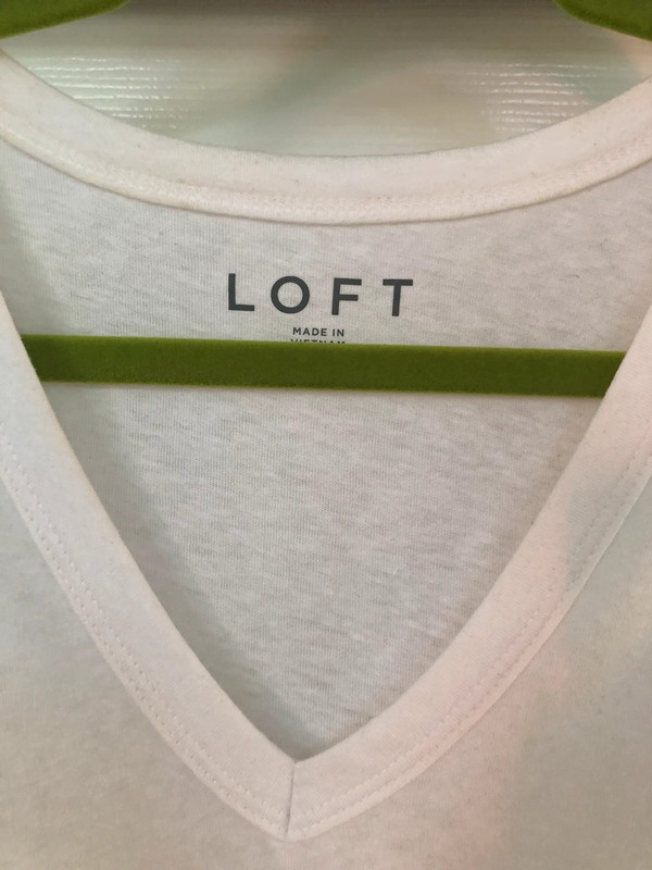 New Loft White Flutter Sleeve V-Neck Tee 4