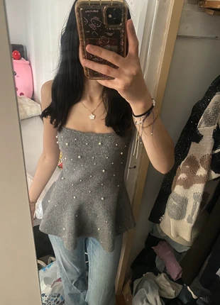 Bandeau top met kralen H&M, merk: H&M, staat: Nieuw zonder prijskaartje, maat: S / 36 / 8, € 19,99, € 21,69 inclusief Kopersbescherming