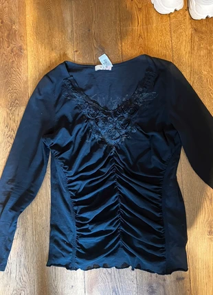 Ruffled langemouwen topje, merk: Oui Moments, staat: Heel goed, maat: M / 38 / 10, € 8,95, € 10,10 inclusief Kopersbescherming