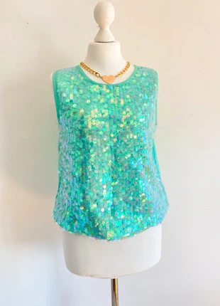 Top à sequins vert menthe, marke: Calliope, zustand: Sehr gut, größe: S / 36 / 8, 5,00 €, 5,95 € beinhaltet Vinted-Käuferschutz Pro