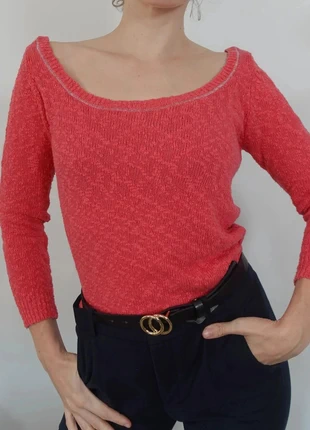 Pull Sandro coton dos échancré - Rouge framboise - Taille 1, marque: Sandro, état: Très bon état, taille: S / 36 / 8, 25,00 €, 26,95 € Protection acheteurs incluse