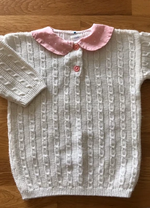 Pull blanc avec col rose taille 3 mois, brand: Bout'chou, condizioni: Ottime, taglia: 3-6 mesi / 62 cm, €3.50, €4.38 include la Protezione acquisti