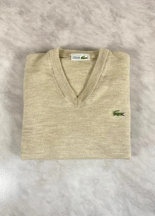 🔵 Pull Lacoste vintage col V laine Woolmark beige homme Taille L élégant chic collector rare, brand: Lacoste, condition: Very good, size: M, €35.00, €37.45 includes Buyer Protection Pro