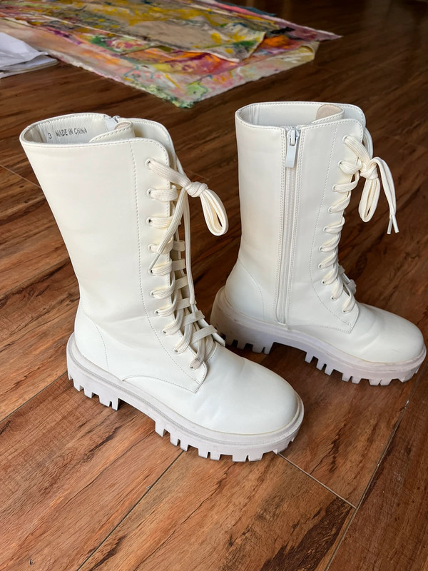Cream combat boots online