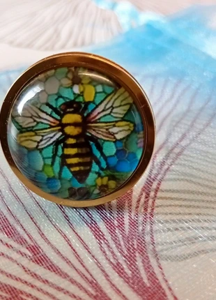 Bague ajustable fond bleu, condition: Very good, size: Adjustable, €10.00, €11.20 includes Buyer Protection