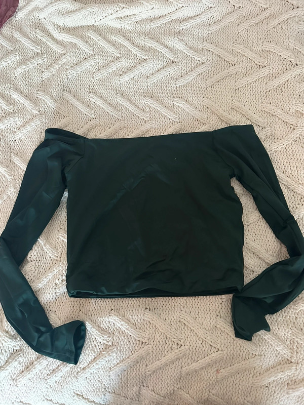 Green off the shoulder top 1