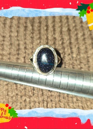 Bague en argent 825 sertie d'une pierre de nuit, taille 64 FR, condition: New without tags, size: Adjustable, €35.00, €37.45 includes Buyer Protection