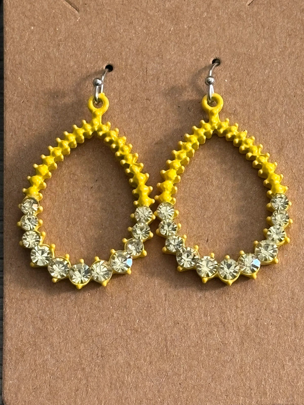 Yellow Rhinestone Earrings 3