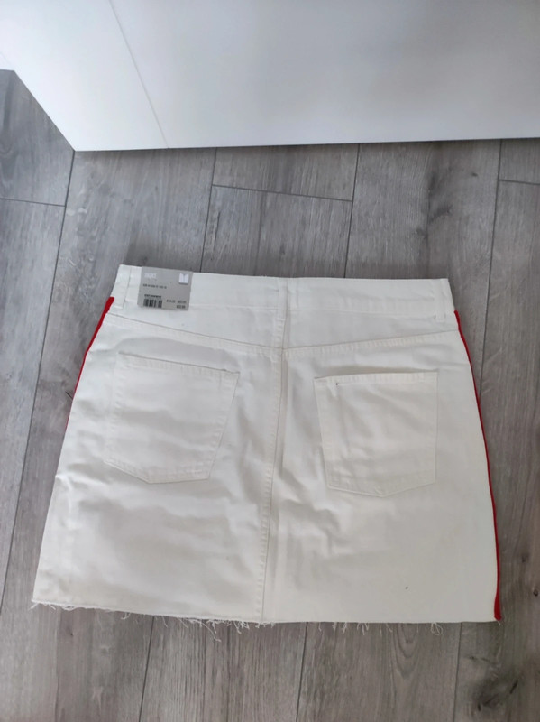 Spódnica dżinsowa TopShop biała lampasy L XL XXL 3