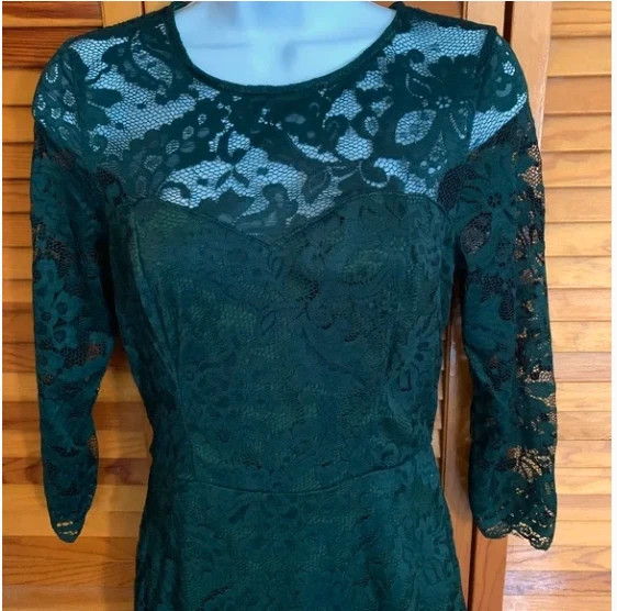 Hunter Green Lace A Line Dress New Never Worn 2