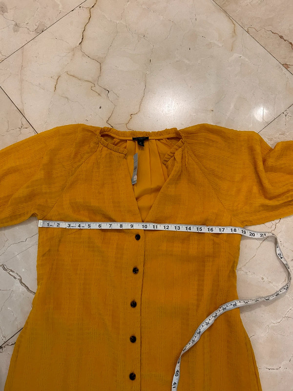 Ann Taylor shirt yellow dress belted, Petite M 4