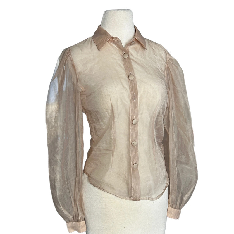 Most of All Women’s Sheer Peach Button Up Blouse S 1