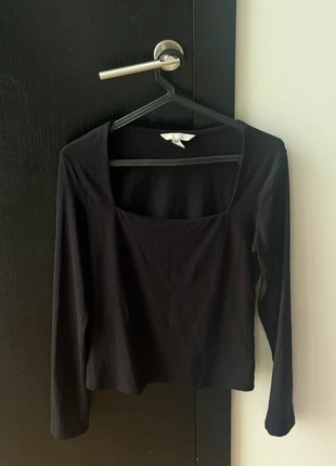 Top manga comprida preto decote quadrado básico, marca: H&M, estado: Muy bueno, tamaño: S / 36 / 8, 8,50 €, 9,63 € Protección al comprador incluida