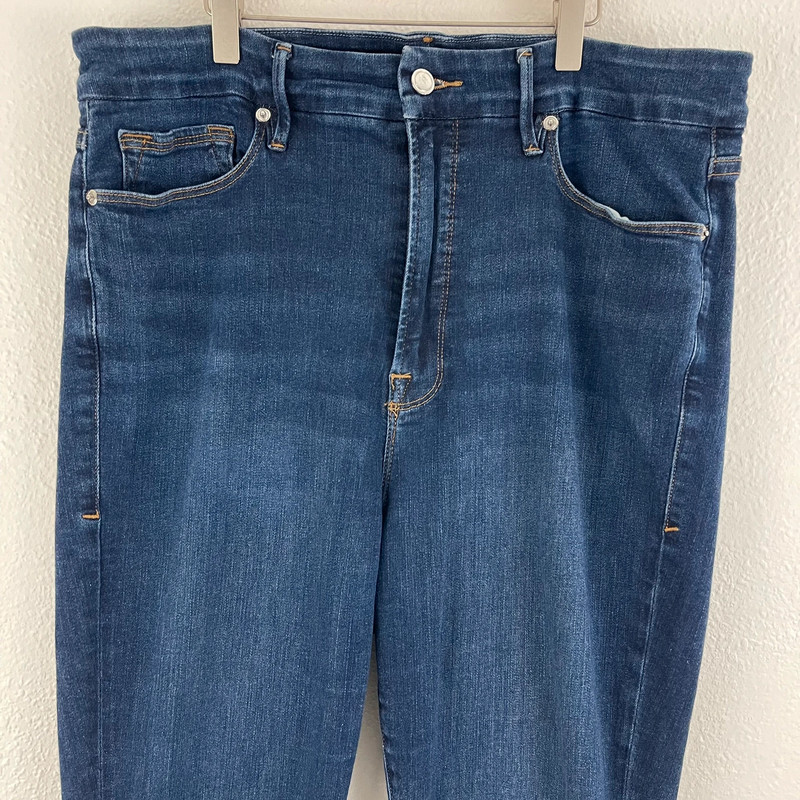 Good American Dark Wash Denim Good Waist High Rise Hook & Eye Skinny Jeans 2