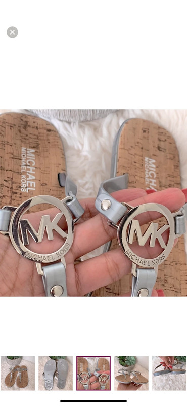 💖 Michael Kors MK Charm Jelly Women's Flip Flop Cork Bottom 7 4