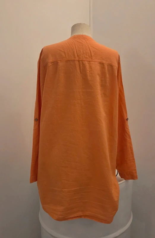 Blouse tunique CC Collection orange en lin coton taille L - photo numéro 8