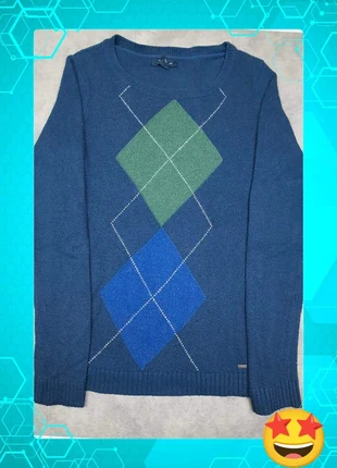 Pull bleu marine jacquard vert-bleu Marque Tommy Hilfiger Taille S, brand: Tommy Hilfiger, condition: Very good, size: S, €15.00, €16.45 includes Buyer Protection Pro