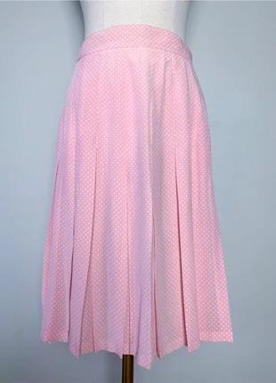 Jupe plissée en soie rose à pois blancs Georges Rech #georgesrech #soie, brand: Georges Rech, condition: Very good, size: XL / 42 / 14, €24.00, €25.90 includes Buyer Protection Pro