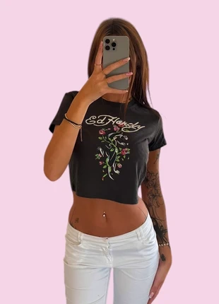 Ed Hardy 2000s Dark grey/ Black Panther Rose Tee – Authentic, merk: Ed Hardy, staat: Heel goed, maat: L / 40 / 12, € 19,50, € 21,18 inclusief Kopersbescherming