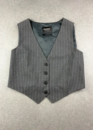 Gilet de costume sans manche Gris à rayures Pull&Bear | taille S pour femmes, brand: Pull & Bear, condition: New without tags, size: S / 36 / 8, €20.00, €21.70 includes Buyer Protection