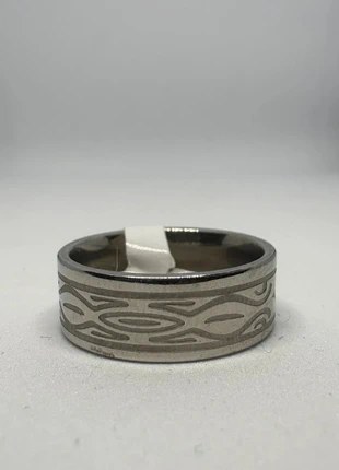 Bague argentée motif abstrait gravé, condition: New without tags, size: 19 mm Ø, €3.30, €4.17 includes Buyer Protection Pro